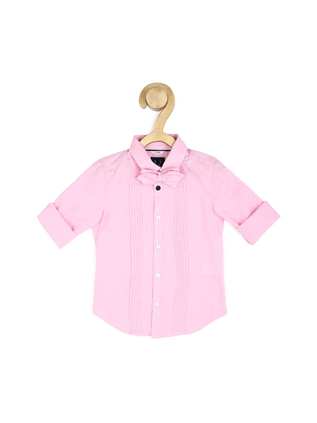

Allen Solly Junior Boys Bow Pleated Slim Fit Formal Cotton Shirt, Pink