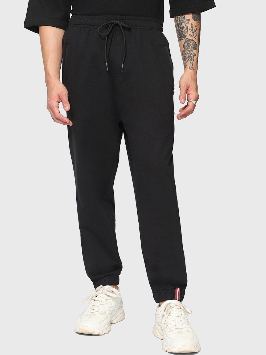

Bewakoof Men Relaxed-Fit Cotton Joggers, Black