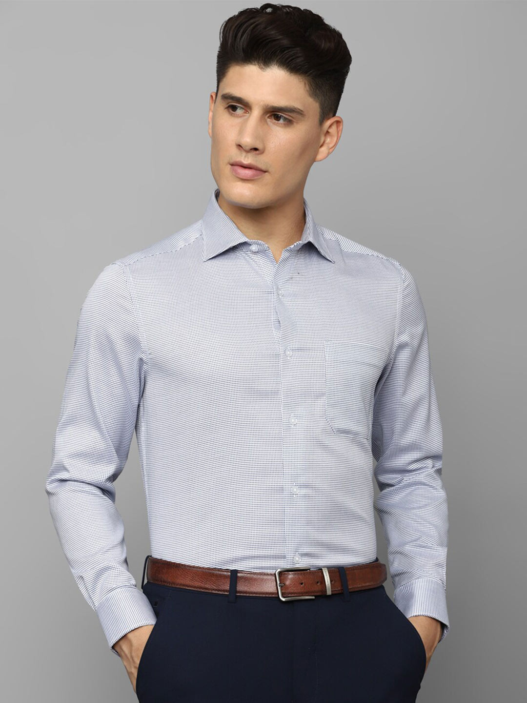 

Louis Philippe Men Regular Fit Printed Cotton Formal Shirt, Grey