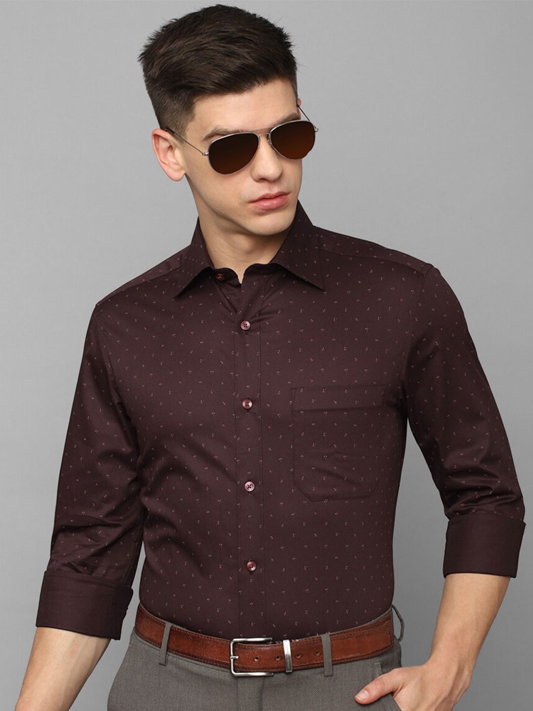 

Louis Philippe Printed Formal Pure Cotton Shirt, Maroon