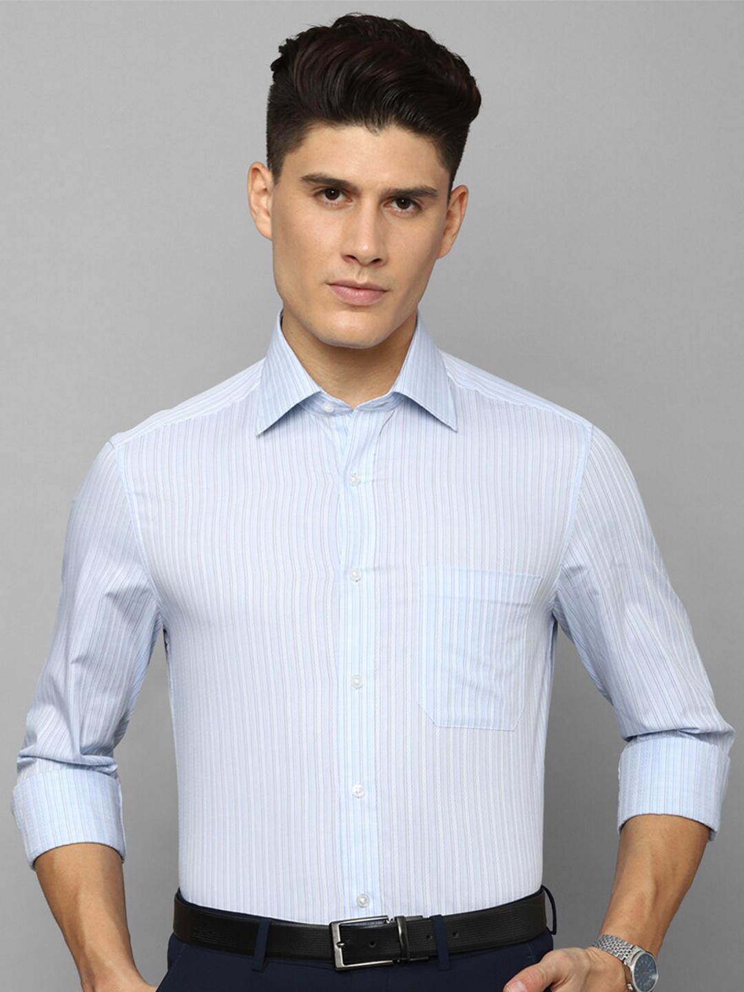 

Louis Philippe Multi Stripes Striped Pure Cotton Formal Shirt, Blue