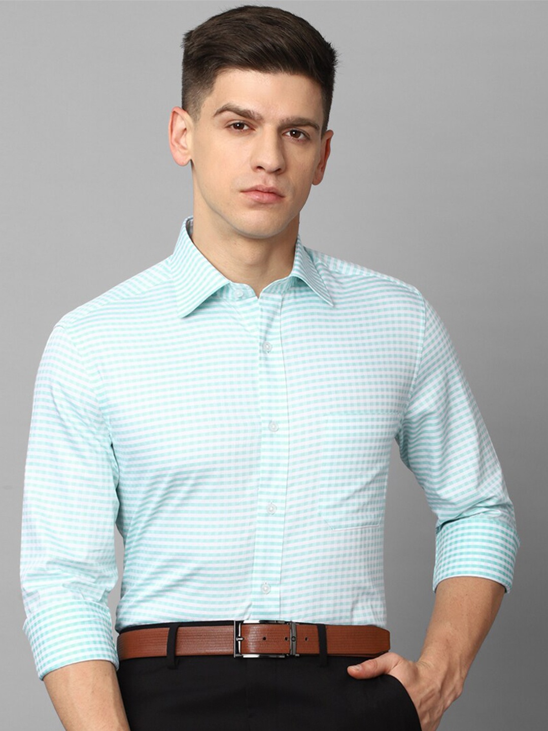 

Louis Philippe Checked Formal Pure Cotton Shirt, Blue