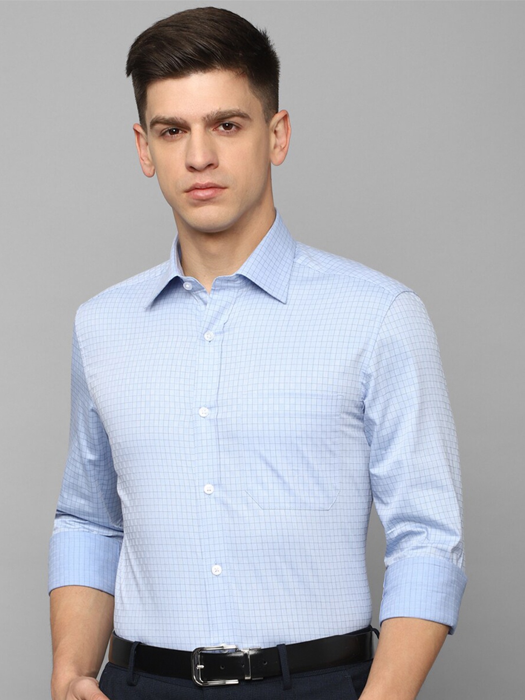 

Louis Philippe Checked Pure Cotton Formal Shirt, Blue