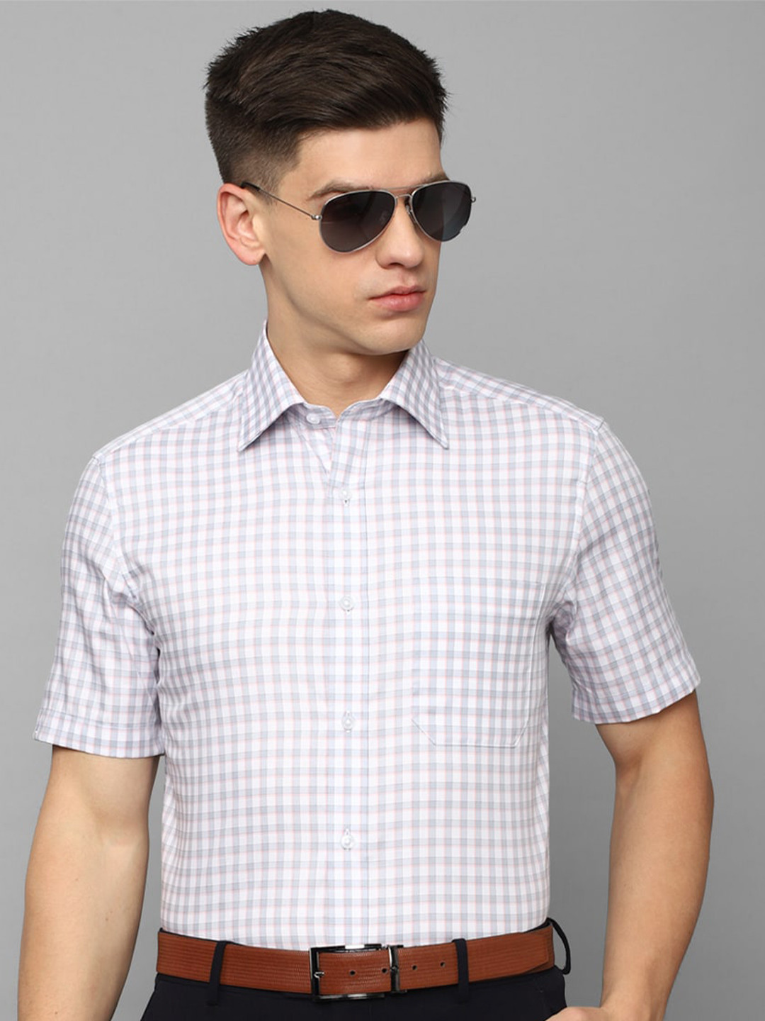 

Louis Philippe Checked Formal Pure Cotton Shirt, Grey