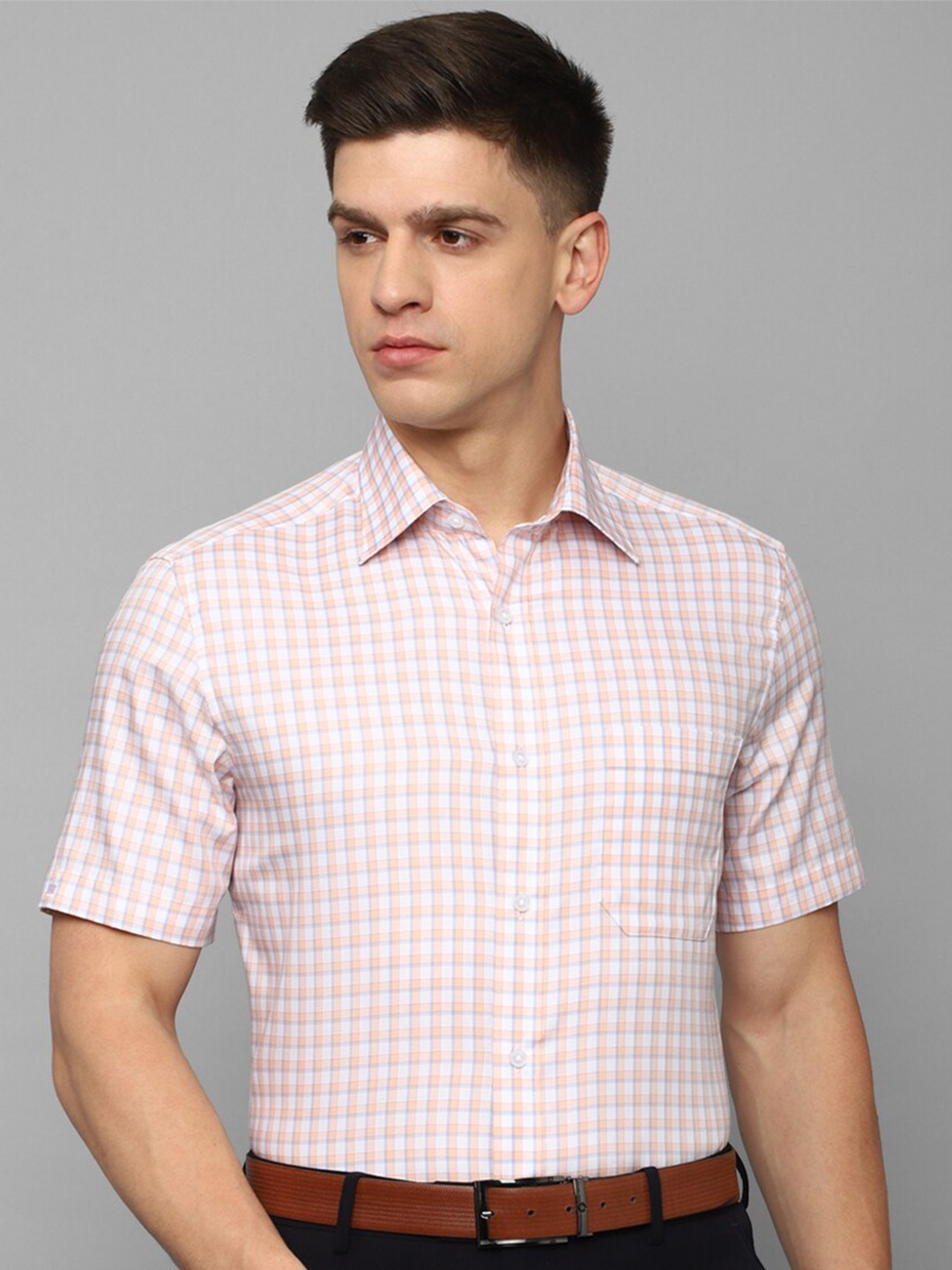 

Louis Philippe Checked Formal Pure Cotton Shirt, Pink
