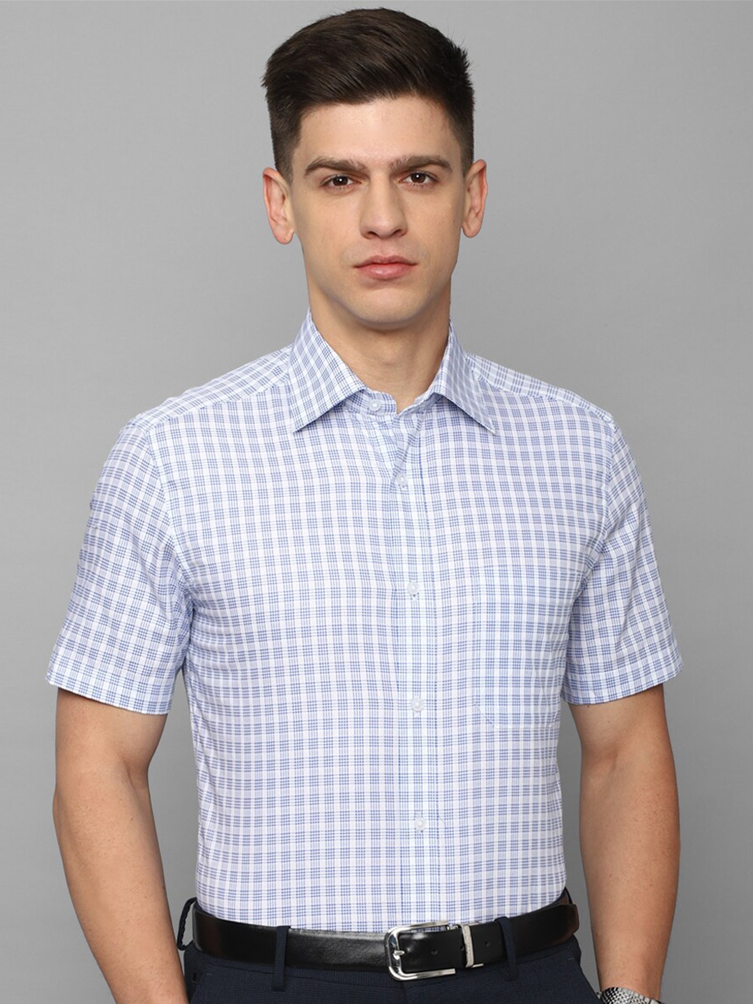 

Louis Philippe Checked Formal Pure Cotton Shirt, Blue