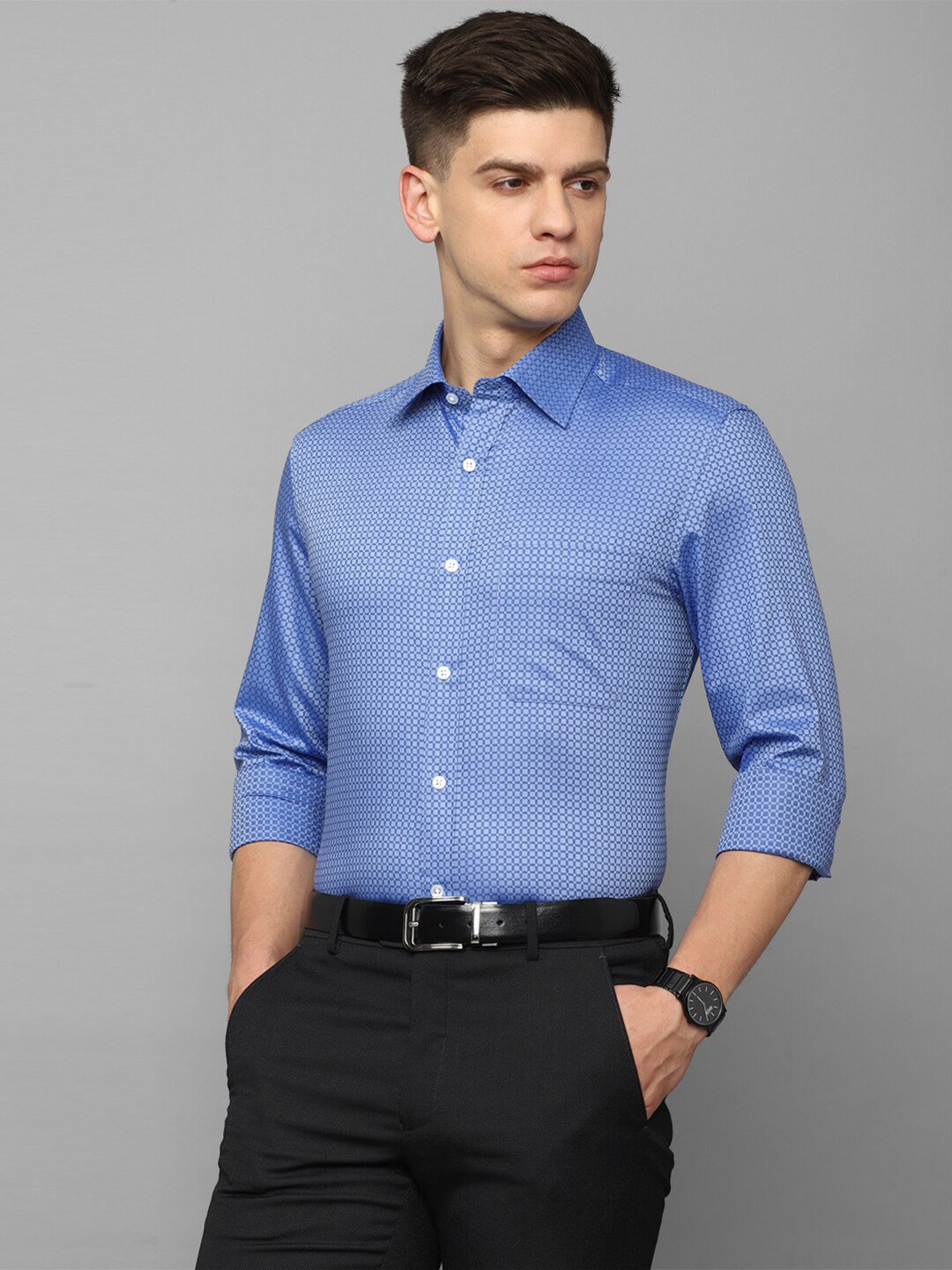 

Louis Philippe Micro Ditsy Printed Cotton Formal Shirt, Blue