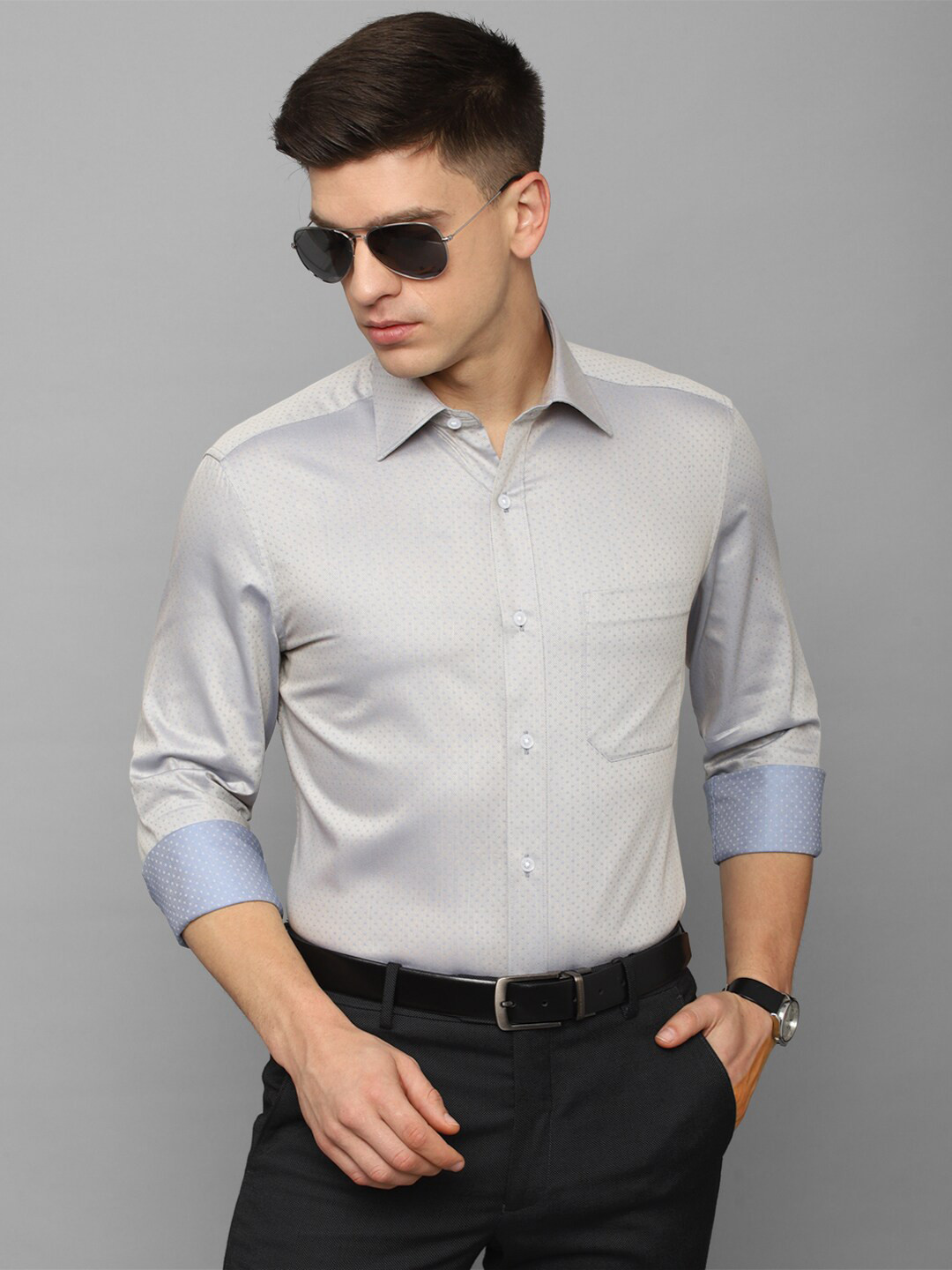 

Louis Philippe Printed Formal Shirt, Grey