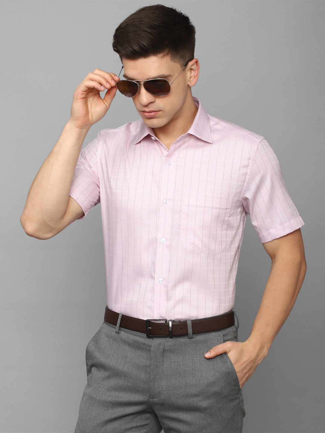 

Louis Philippe Striped Pure Cotton Formal Shirt, Pink