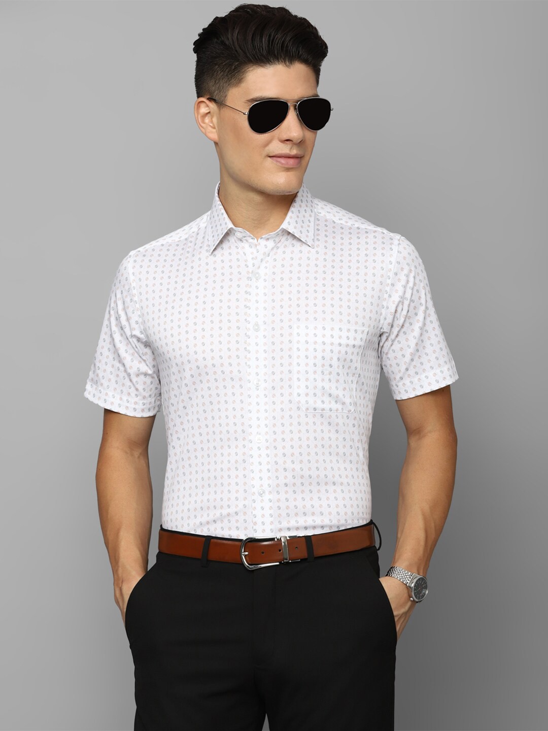 

Louis Philippe Slim Fit Printed Formal Shirt, White