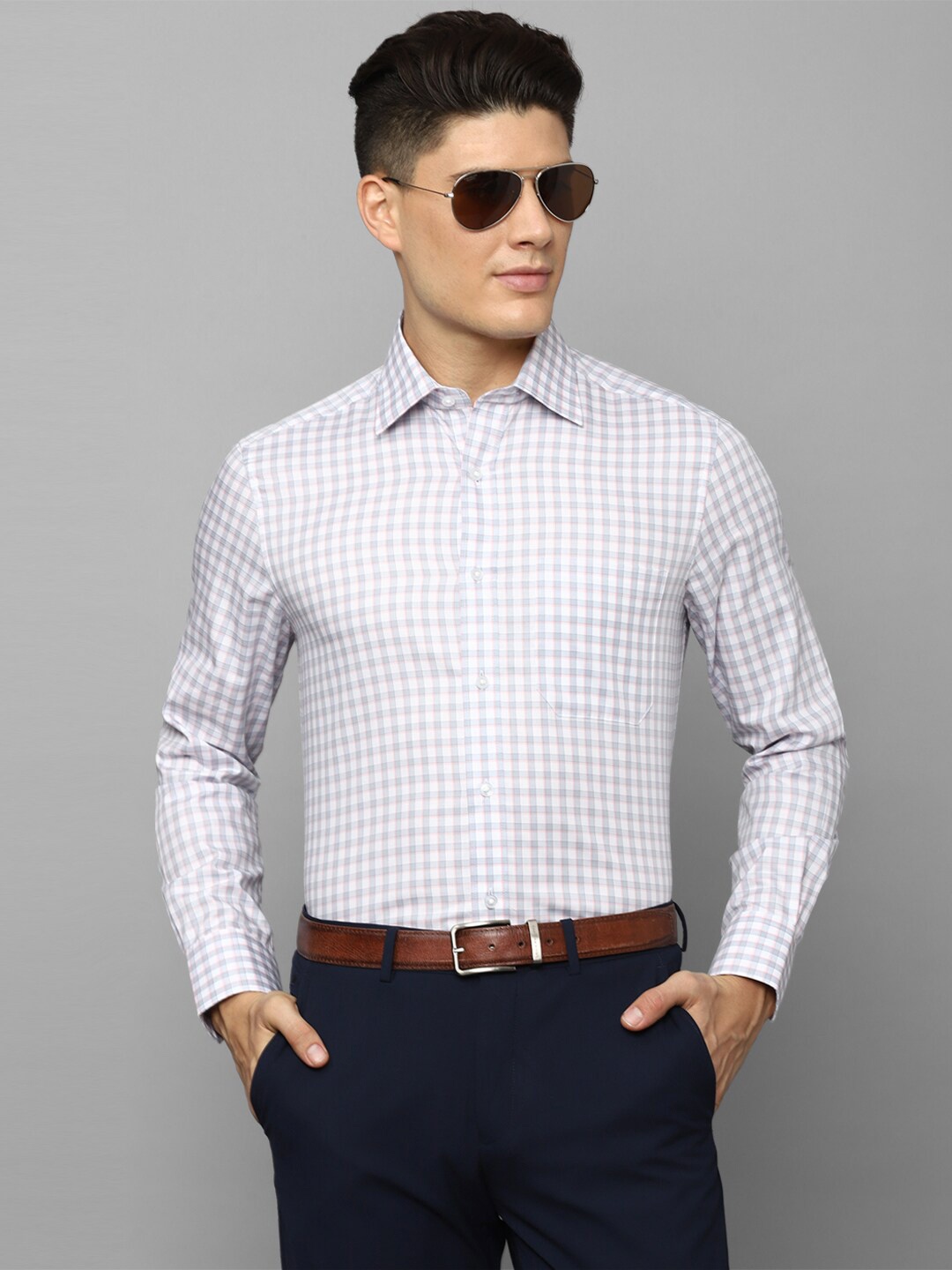 

Louis Philippe Checked Formal Pure Cotton Shirt, White