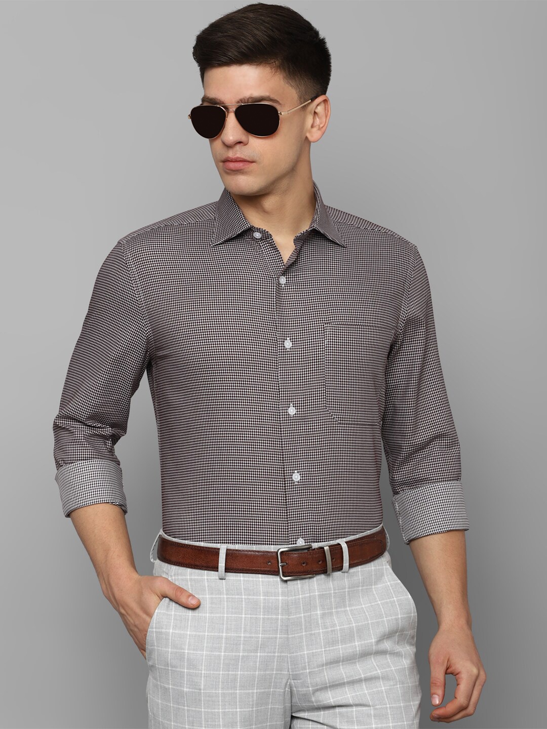 

Louis Philippe Permapress Printed Wrinkle Free Formal Pure Cotton Shirt, Grey