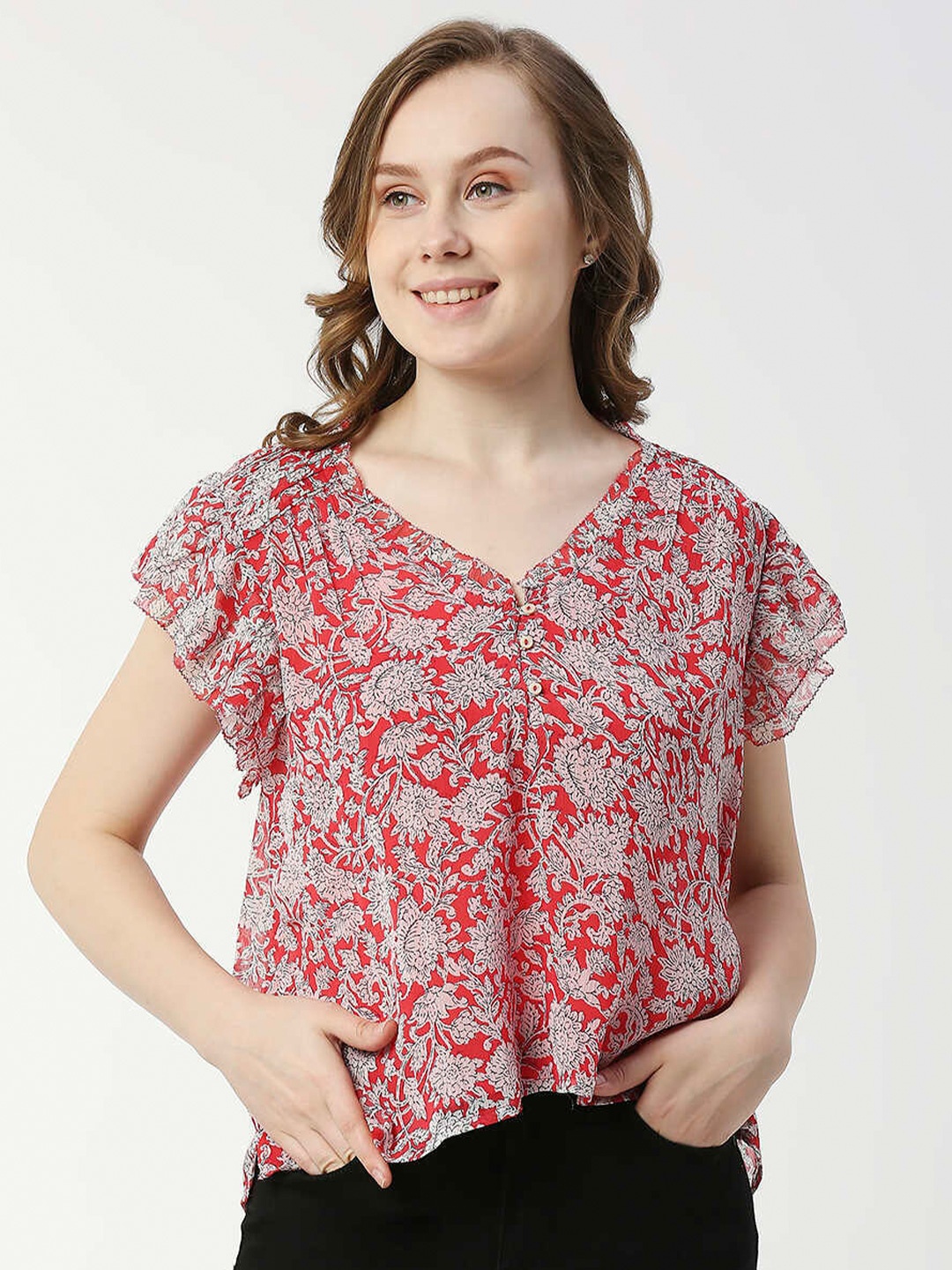 

Pepe Jeans Print Top, Red