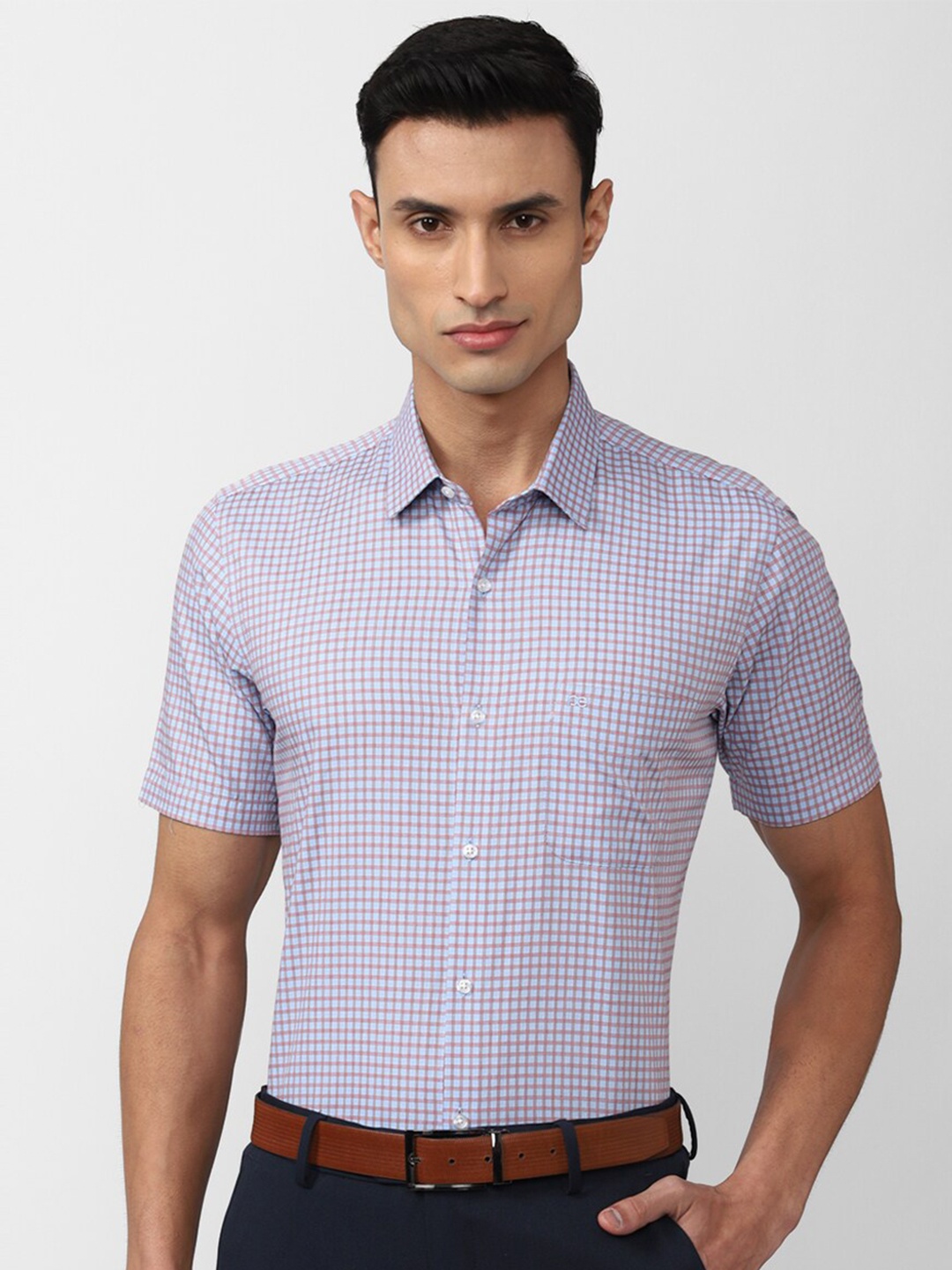 

Peter England Checked Formal Pure Cotton Shirt, Purple