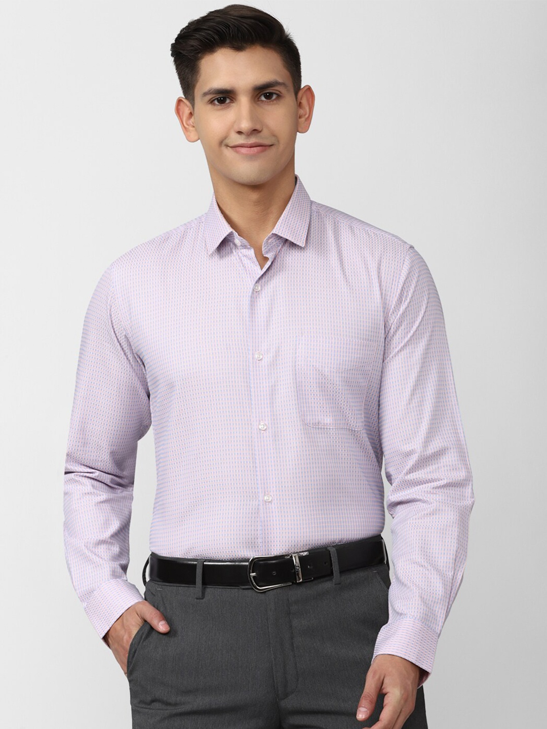 

Peter England Checked Formal Pure Cotton Shirt, Purple