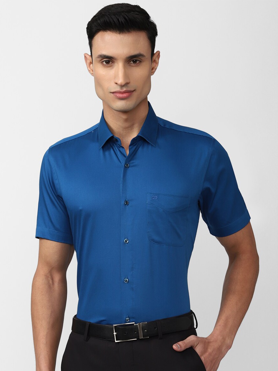 

Peter England Spread Collar Formal Pure Cotton Shirt, Blue