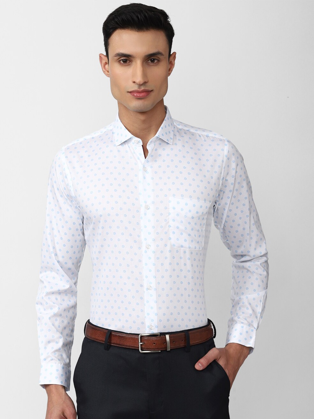 

Peter England Slim Fit Printed Formal Pure Cotton Shirt, White