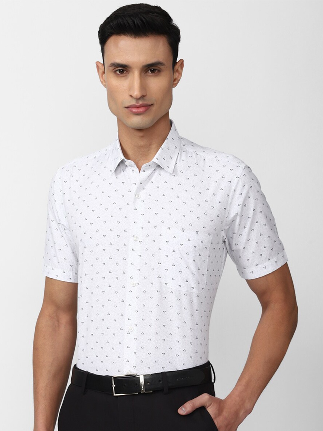 

Peter England Spread Collar Printed Formal Shirt, White