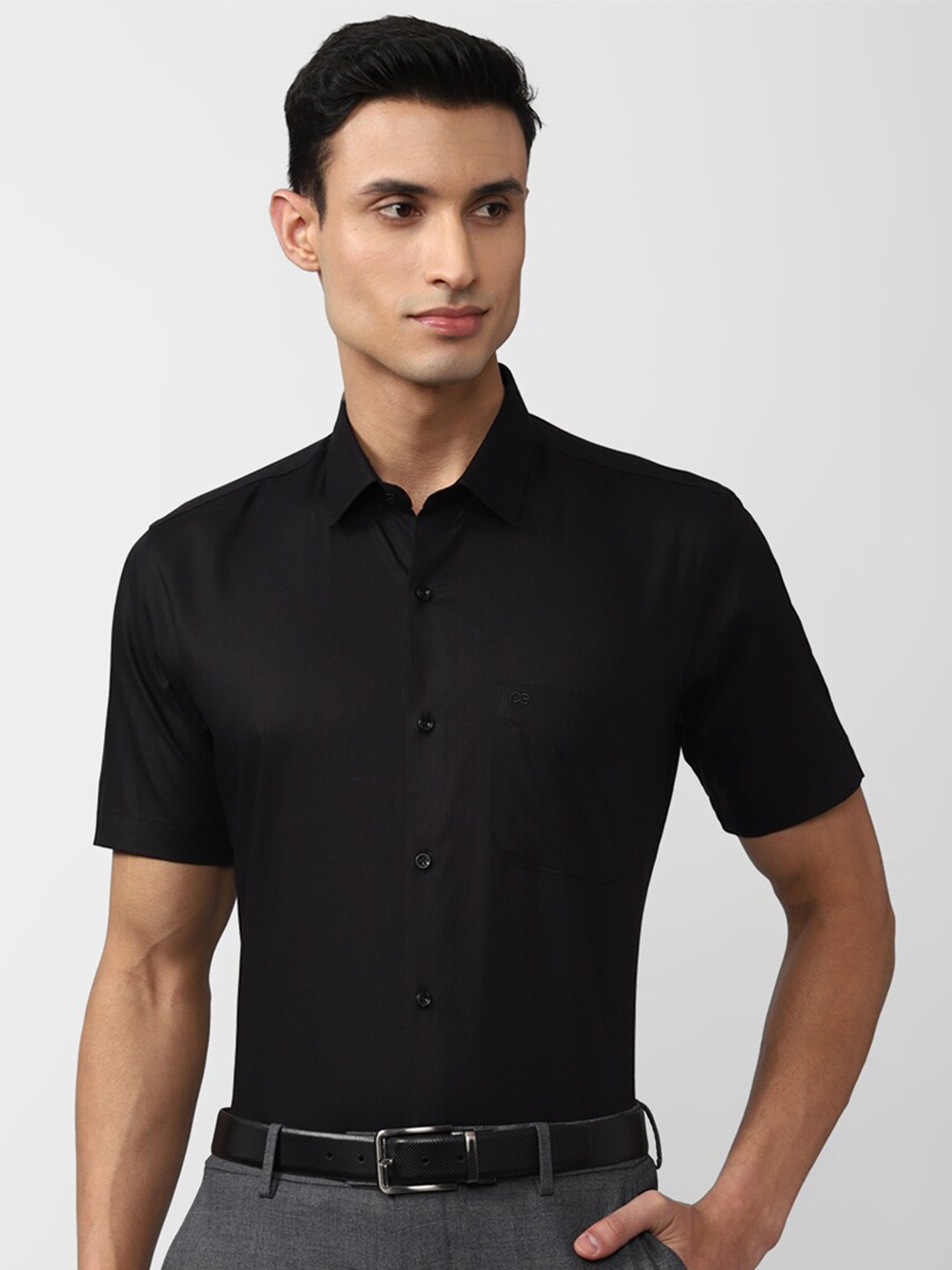 

Peter England Spread Collar Formal Pure Cotton Shirt, Black