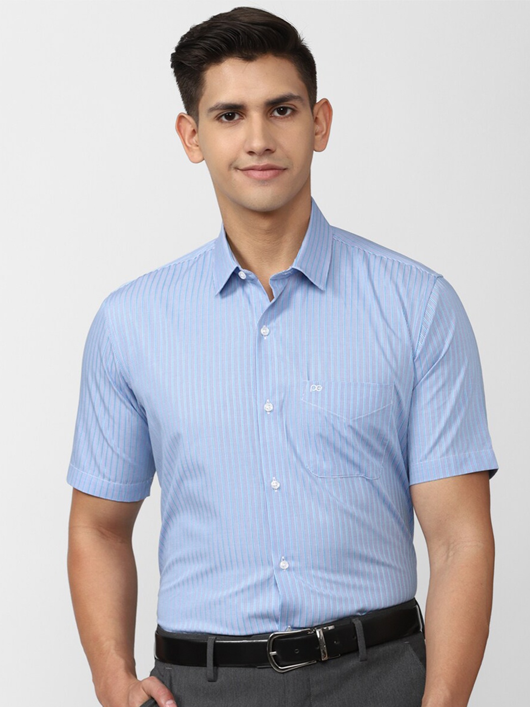 

Peter England Multi Striped Formal Pure Cotton Shirt, Blue
