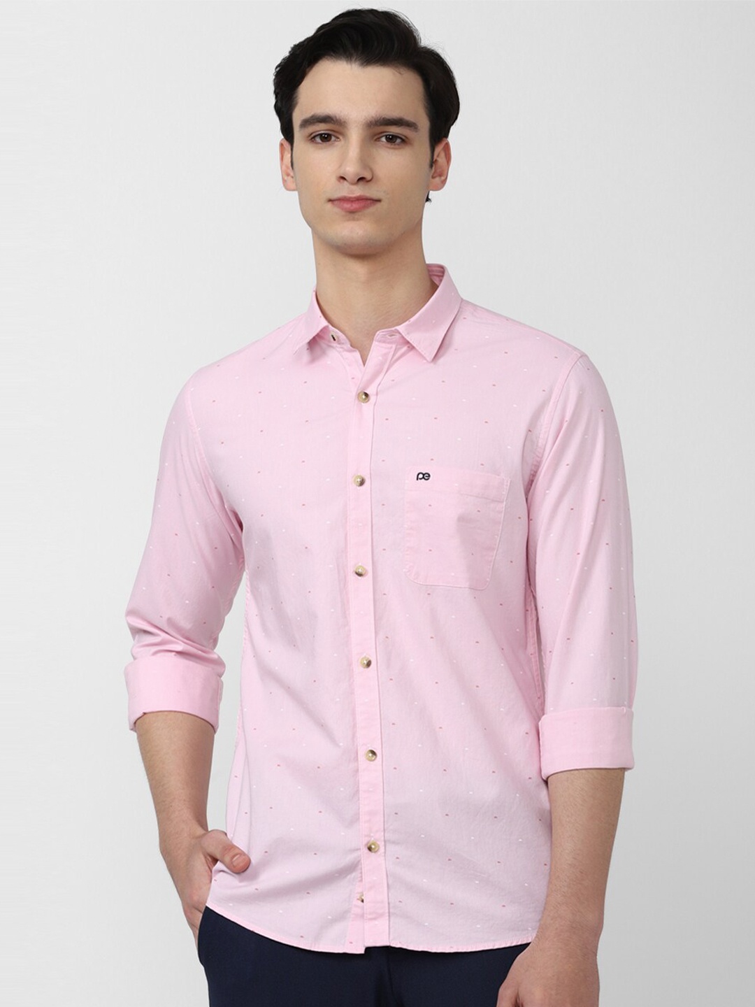

Peter England Casuals Men Slim Fit Printed Cotton Shirt, Pink