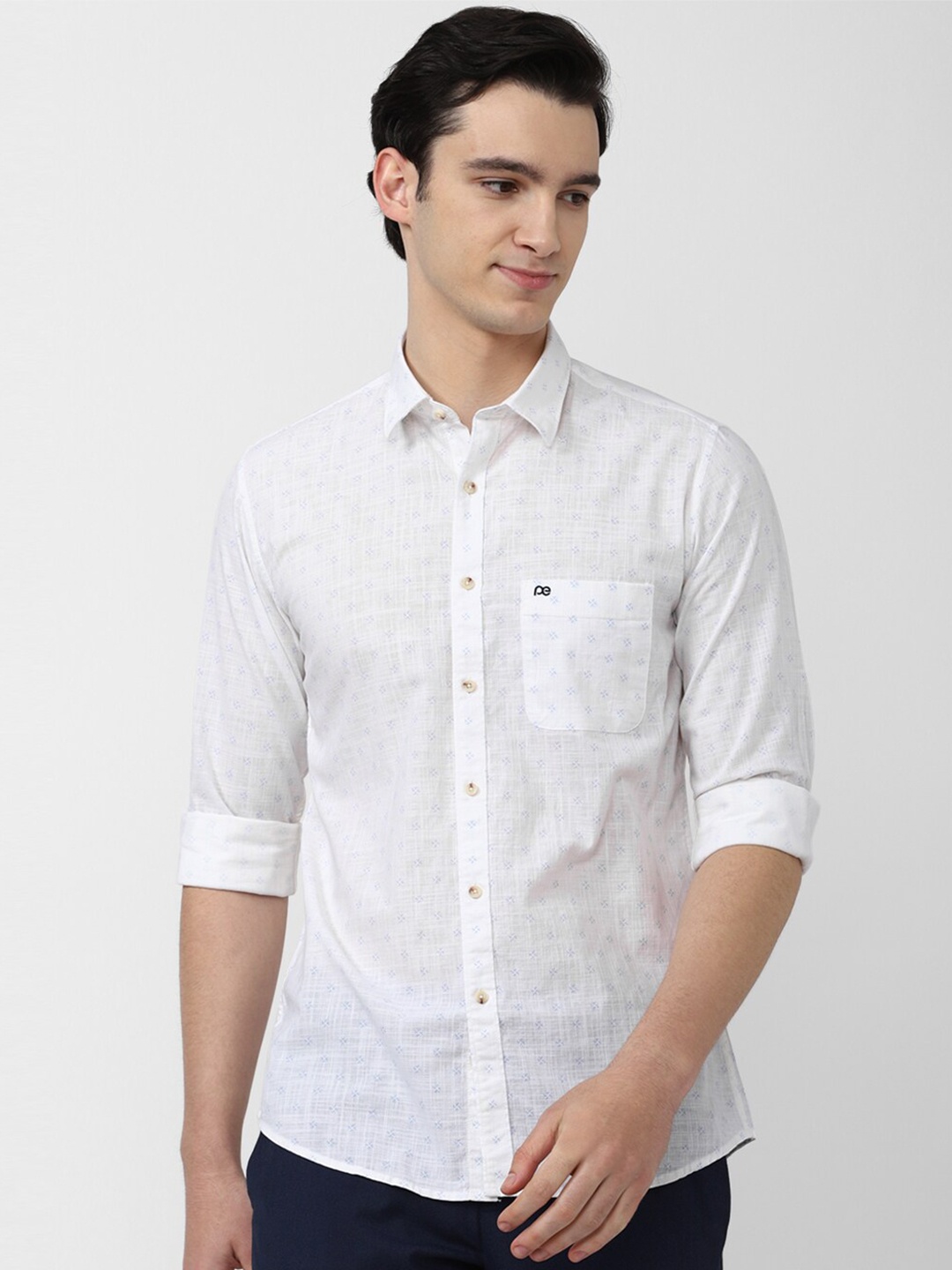 

Peter England Casuals Men Slim Fit Printed Cotton Shirt, White