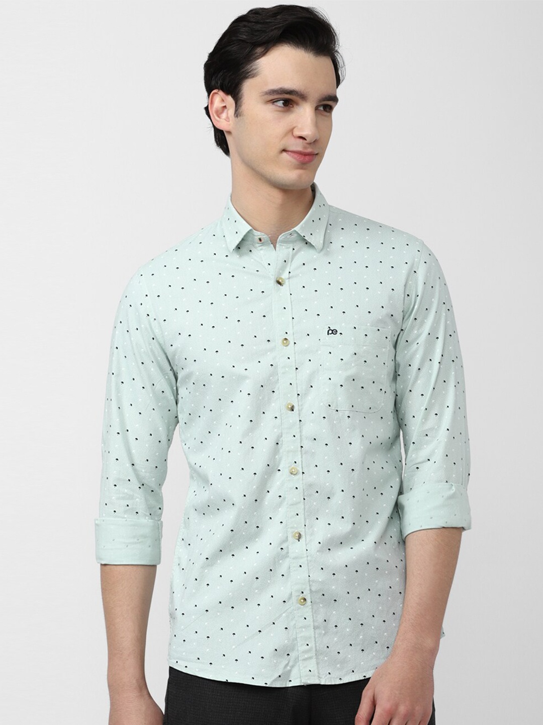 

Peter England Casuals Men Slim Fit Printed Cotton Shirt, Green