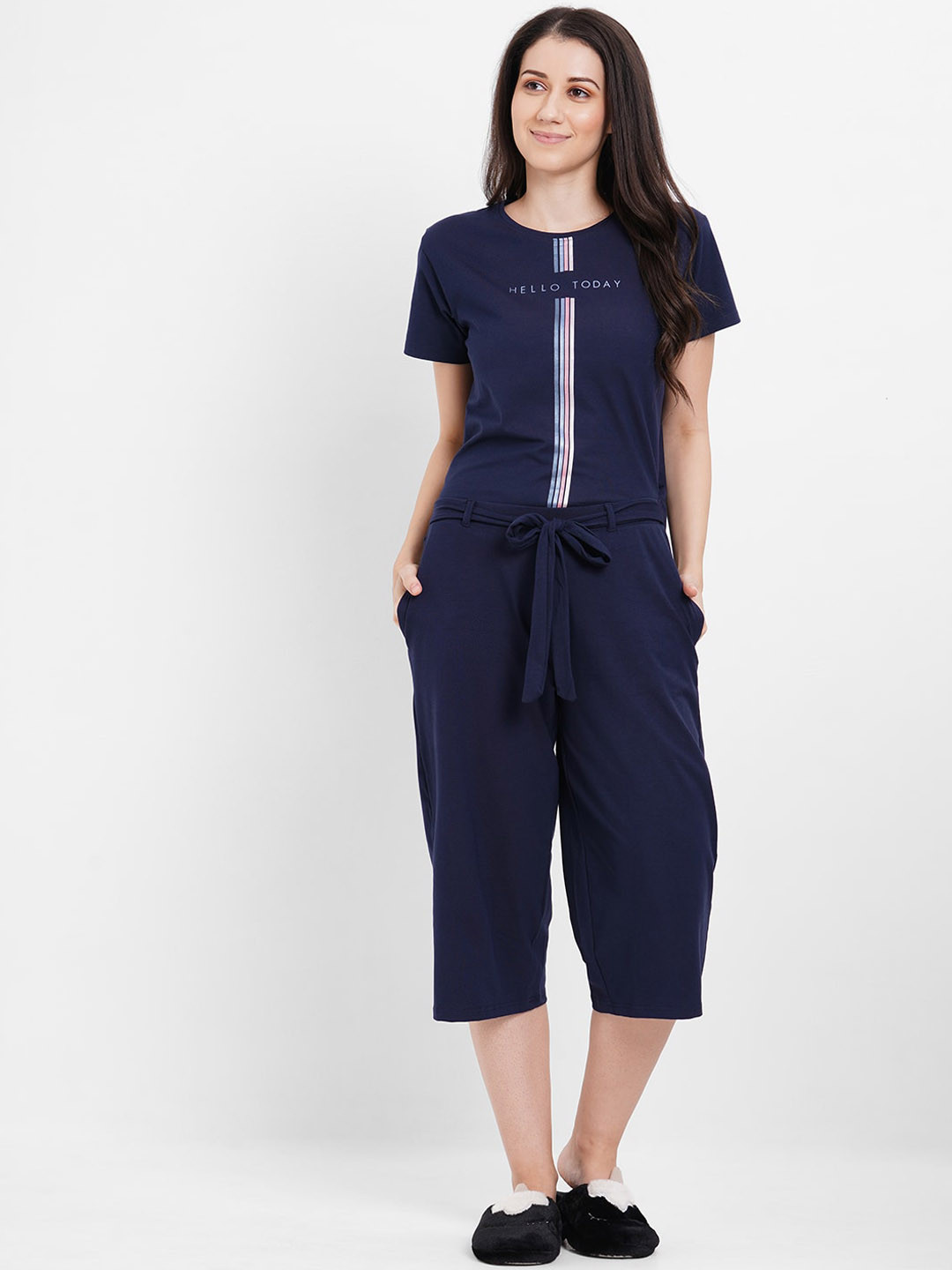 

Sweet Dreams Women Navy Blue Night suit