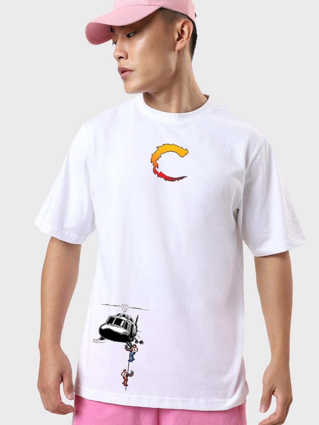 

Bewakoof Graphic Printed Round Neck Cotton T-shirt, White