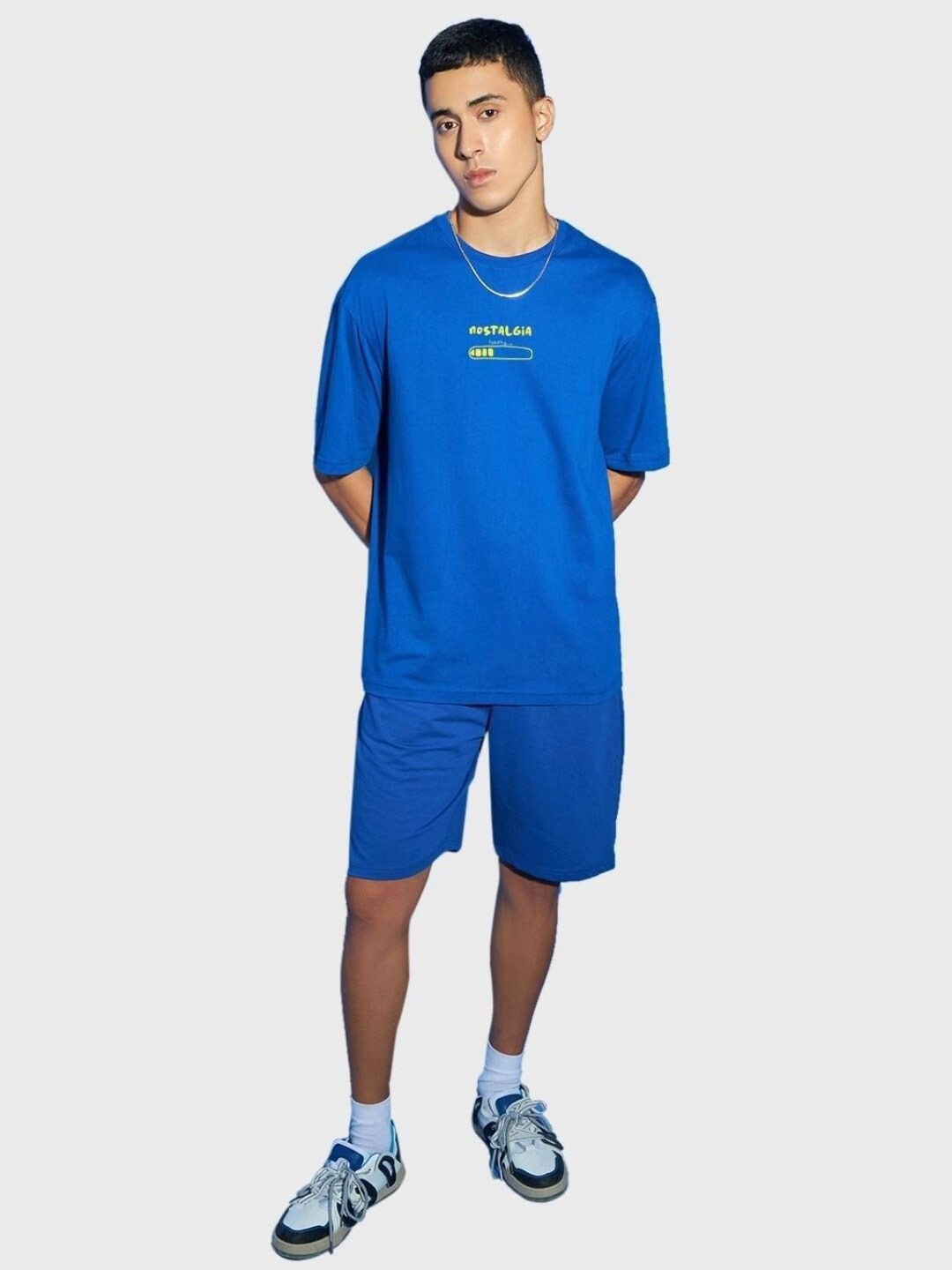 

Bewakoof Graphic Printed Drop-Shoulder Sleeves Loose Fit T-shirt, Blue
