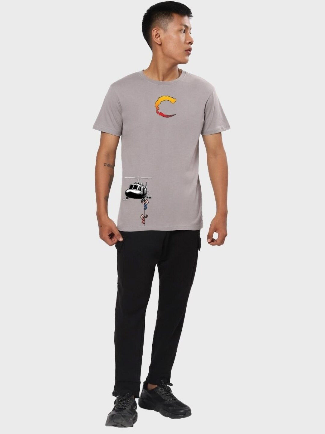 

Bewakoof Graphic Printed Round Neck Cotton Loose T-shirt, Grey