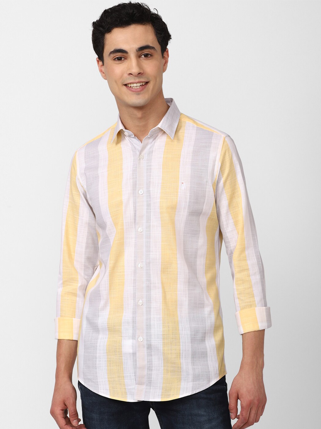 

SIMON CARTER LONDON Men Slim Fit Multi Striped Casual Cotton Shirt, White