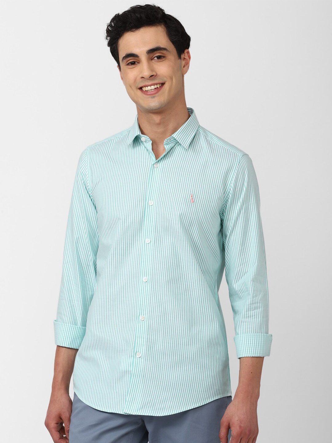 

SIMON CARTER LONDON Men Slim Fit Multi Striped Casual Cotton Shirt, Blue
