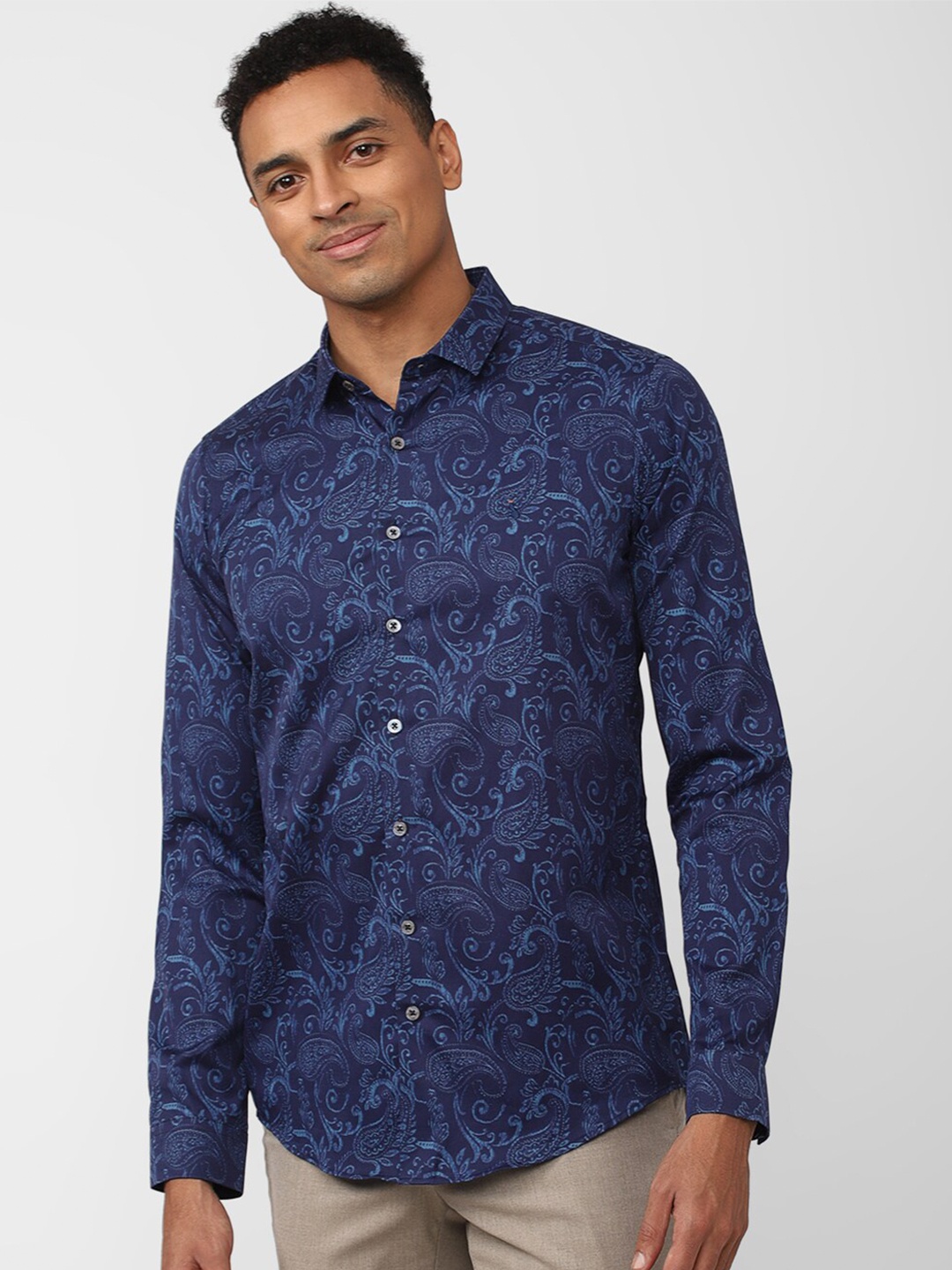 

SIMON CARTER LONDON Men Slim Fit Printed Casual Cotton Shirt, Blue