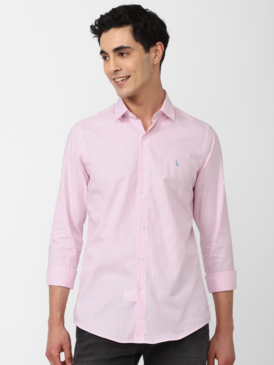 

SIMON CARTER LONDON Men Slim Fit Multi Striped Casual Cotton Shirt, Pink