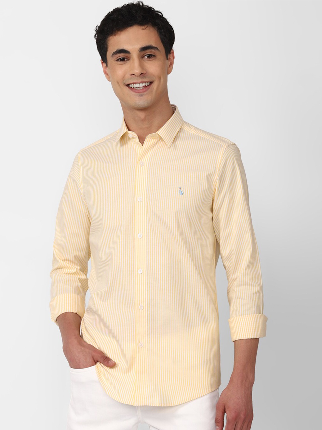 

SIMON CARTER LONDON Striped Slim Fit Casual Shirt, Yellow