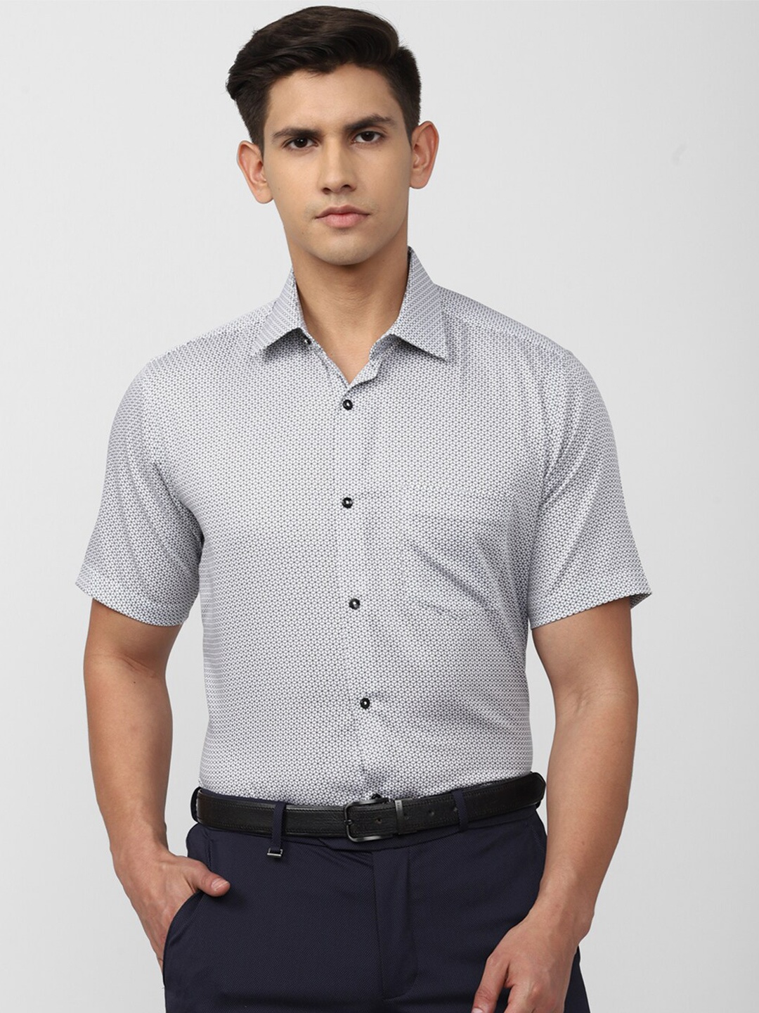 

Van Heusen Micro Ditsy Printed Cotton Formal Shirt, Grey