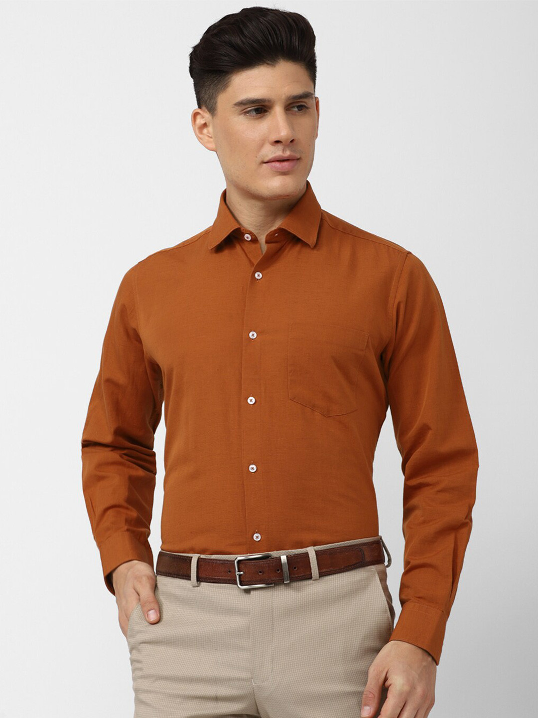 

Van Heusen Spread Collar Opaque Formal Shirt, Orange