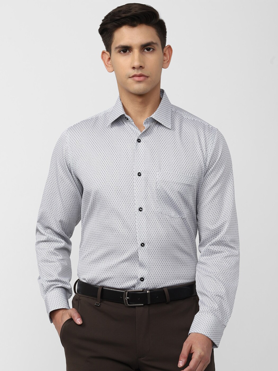 

Van Heusen Micro Ditsy Printed Opaque Formal Pure Cotton Shirt, White