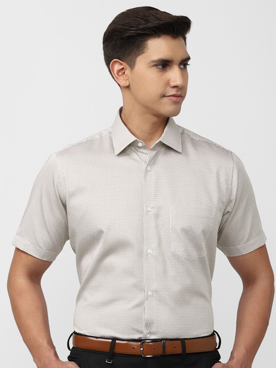 

Van Heusen Self Designed Pure Cotton Formal Shirt, Taupe