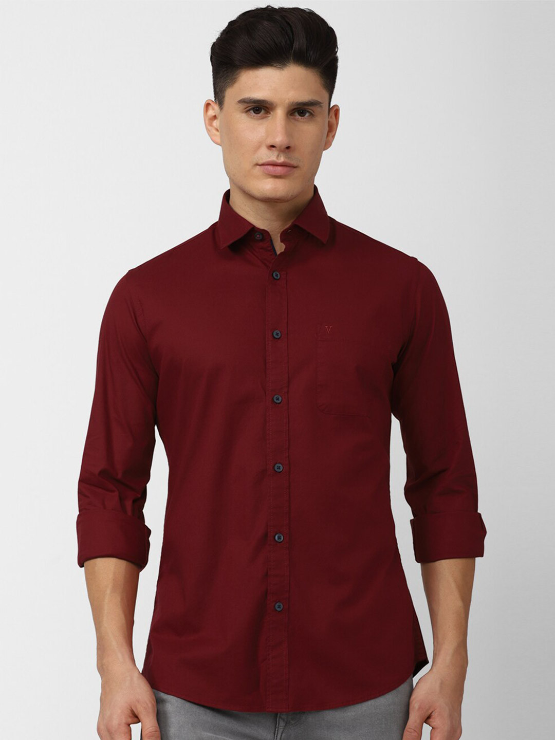 

Van Heusen Sport Slim Fit Spread Collar Casual Shirt, Maroon