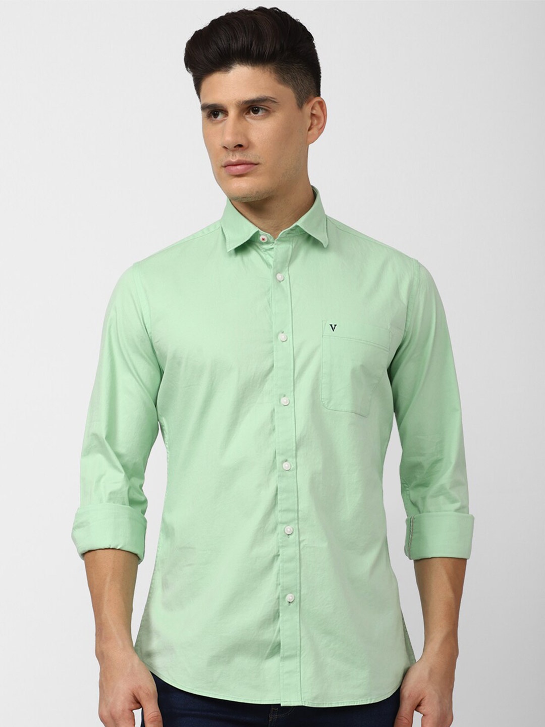 

Van Heusen Sport Spread Collar Long Sleeves Slim Fit Casual Shirt, Green
