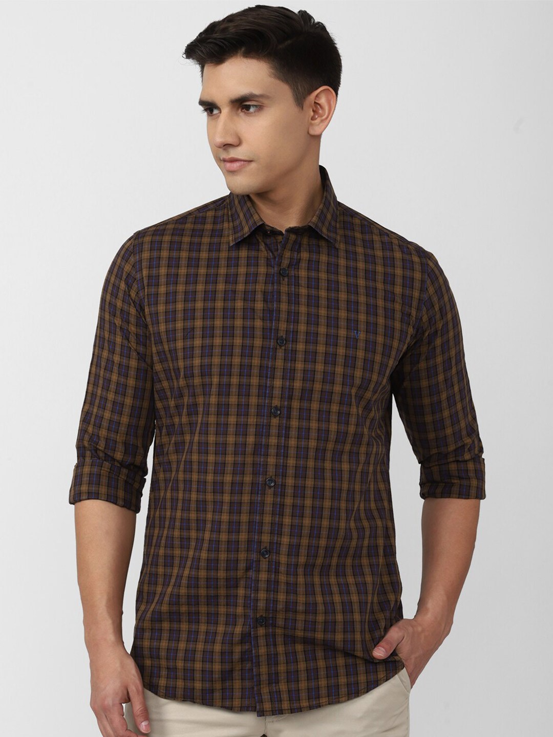 

Van Heusen Sport Tartan Checked Pure Cotton Casual Shirt, Brown