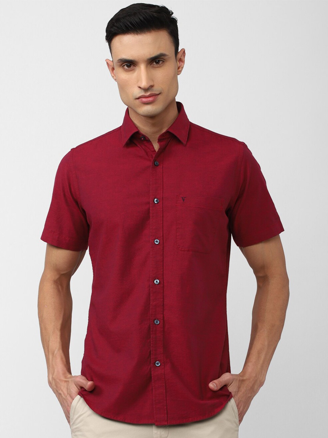 

Van Heusen Sport Plus Size Spread Collar Slim Fit Cotton Casual Shirt, Maroon