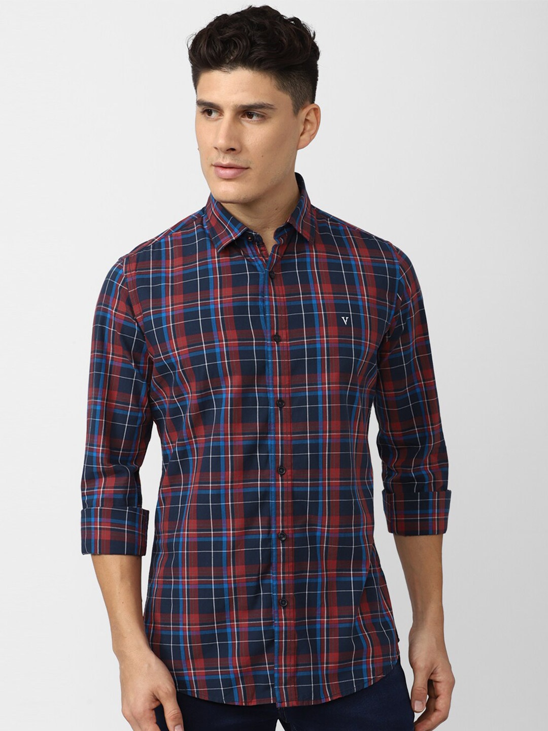 

Van Heusen Sport Tartan Checks Slim Fit Cotton Casual Shirt, Maroon
