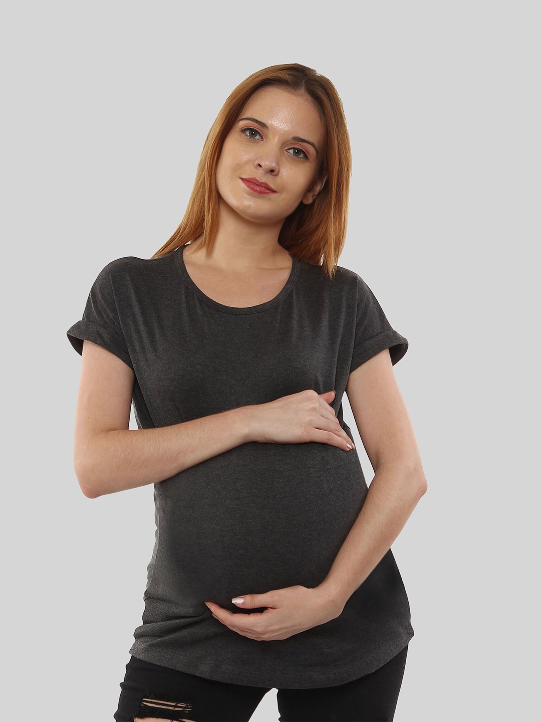 

SillyBoom Regular Fit Maternity Cotton T-Shirt, Charcoal