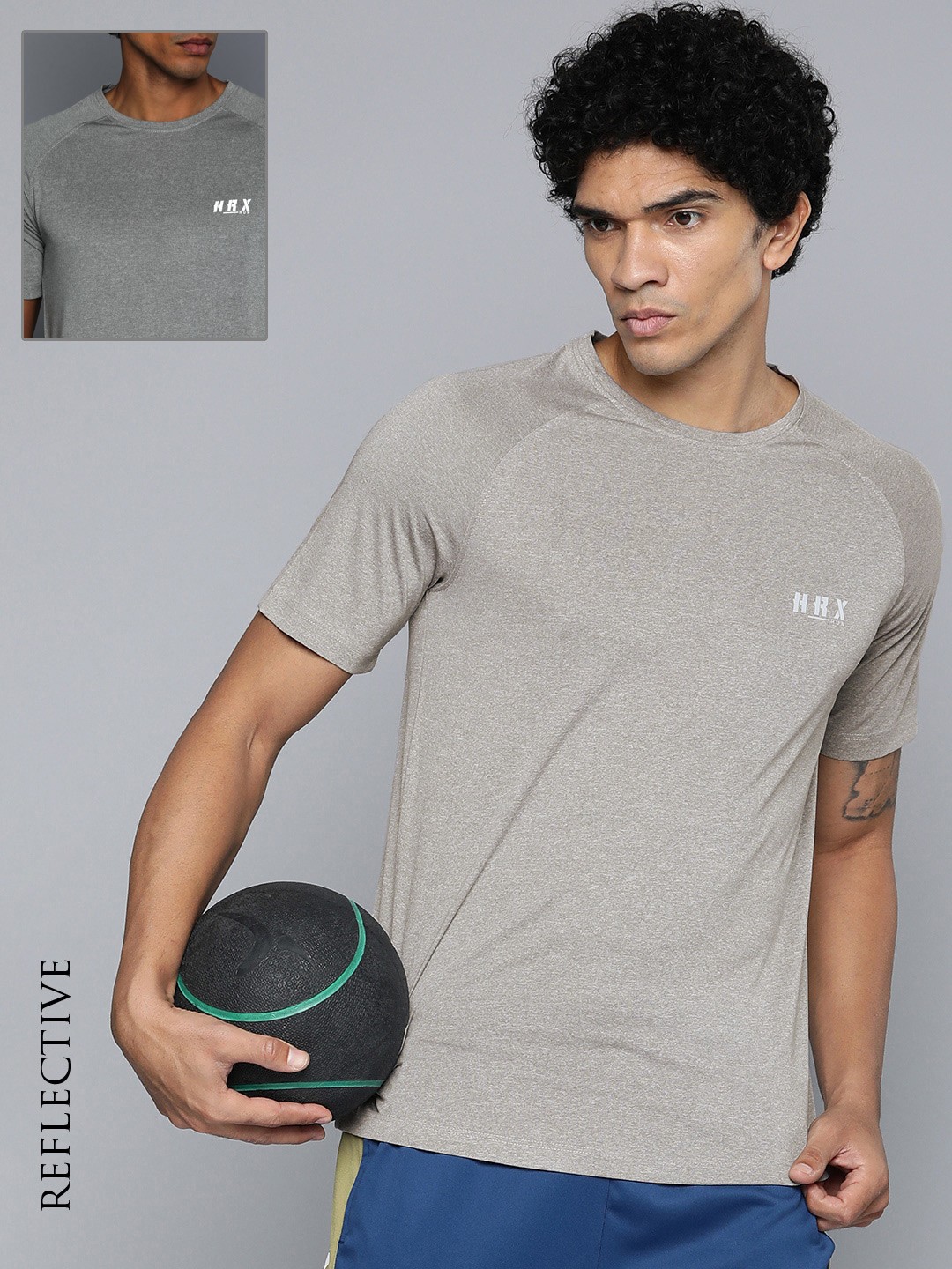 

HRX by Hrithik Roshan Men Reflective T-shirt, Grey
