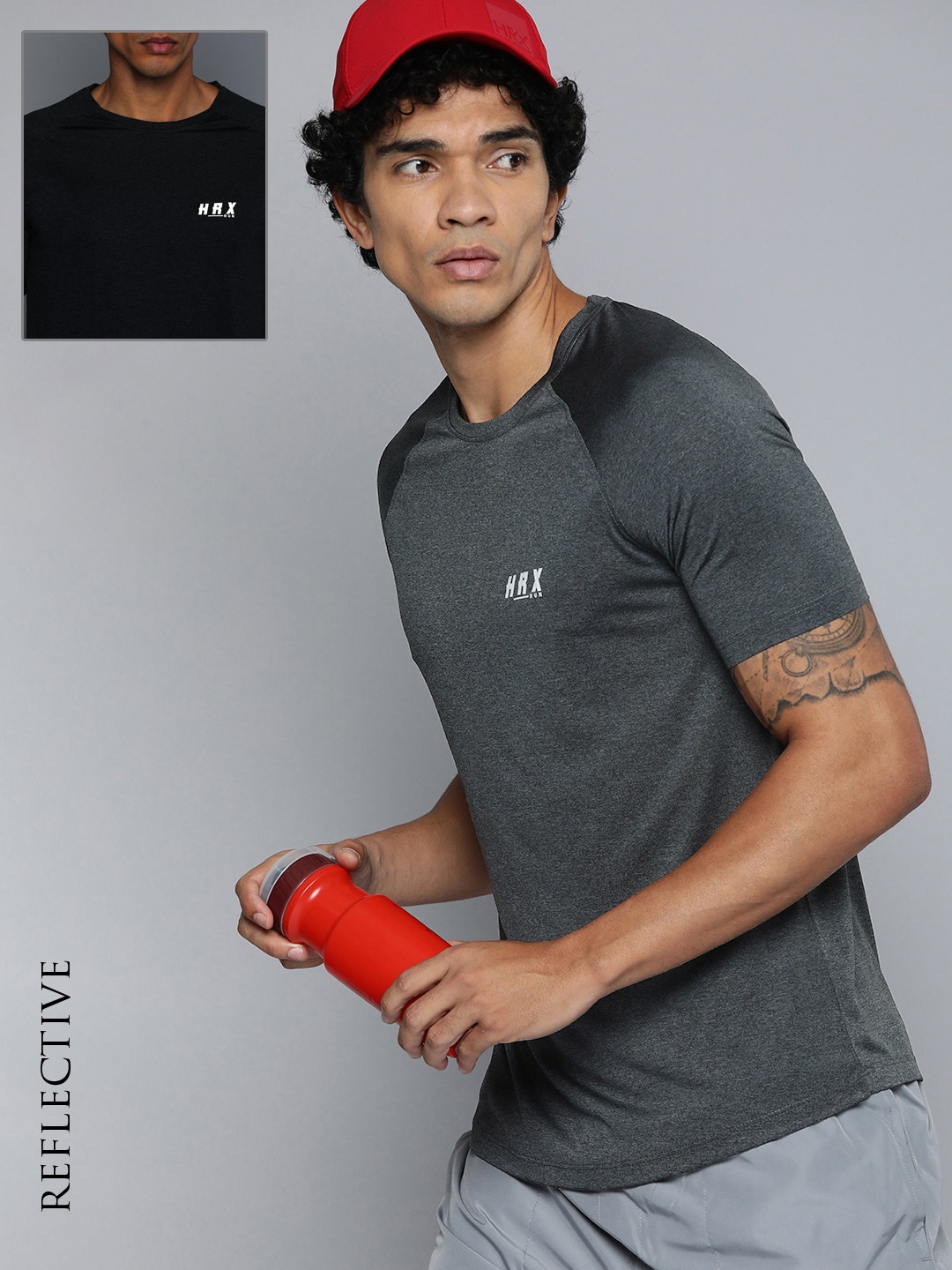 

HRX by Hrithik Roshan Men Reflective T-shirt, Charcoal