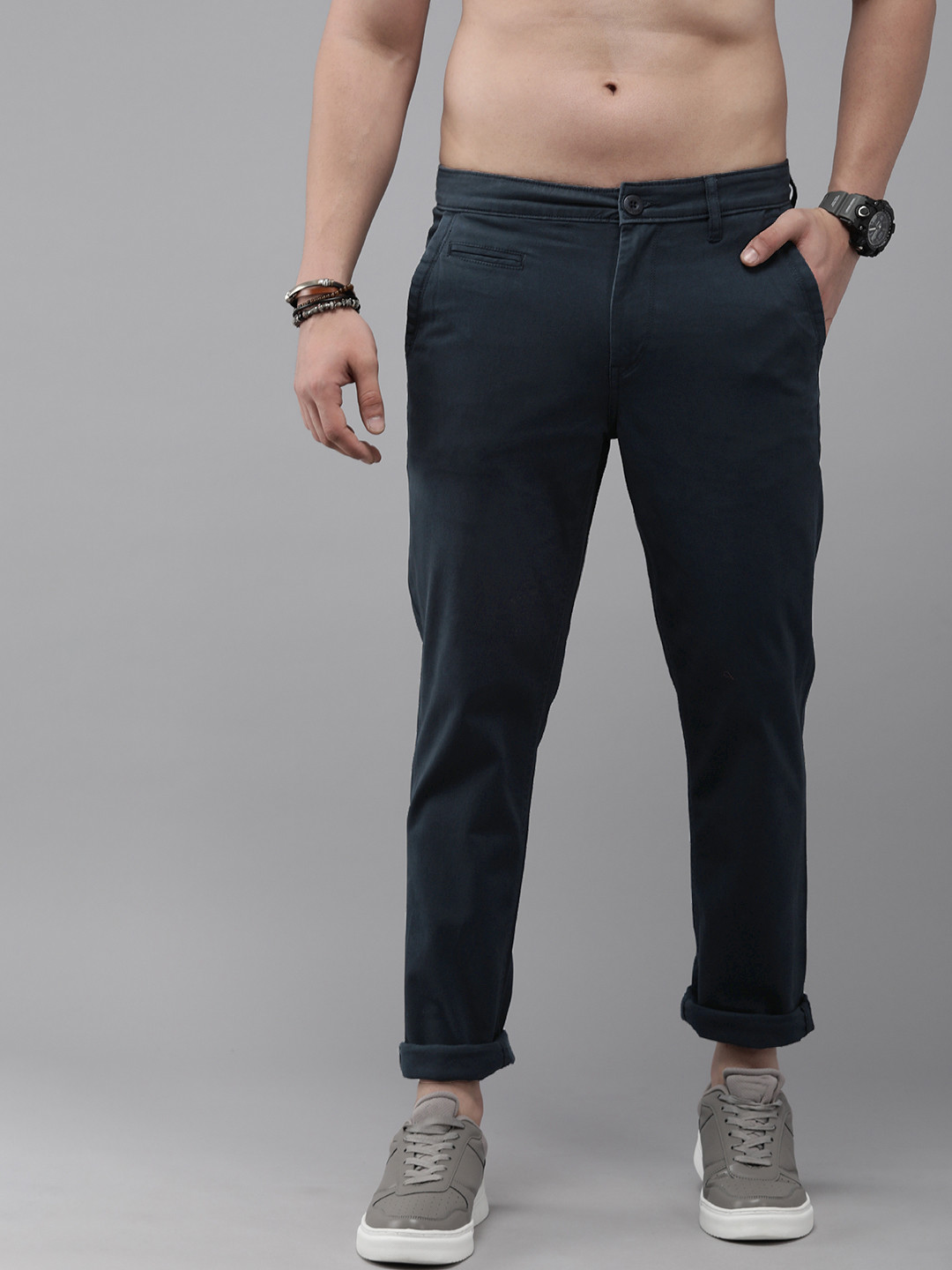 

The Roadster Life Co. Men Chinos Trousers, Navy blue