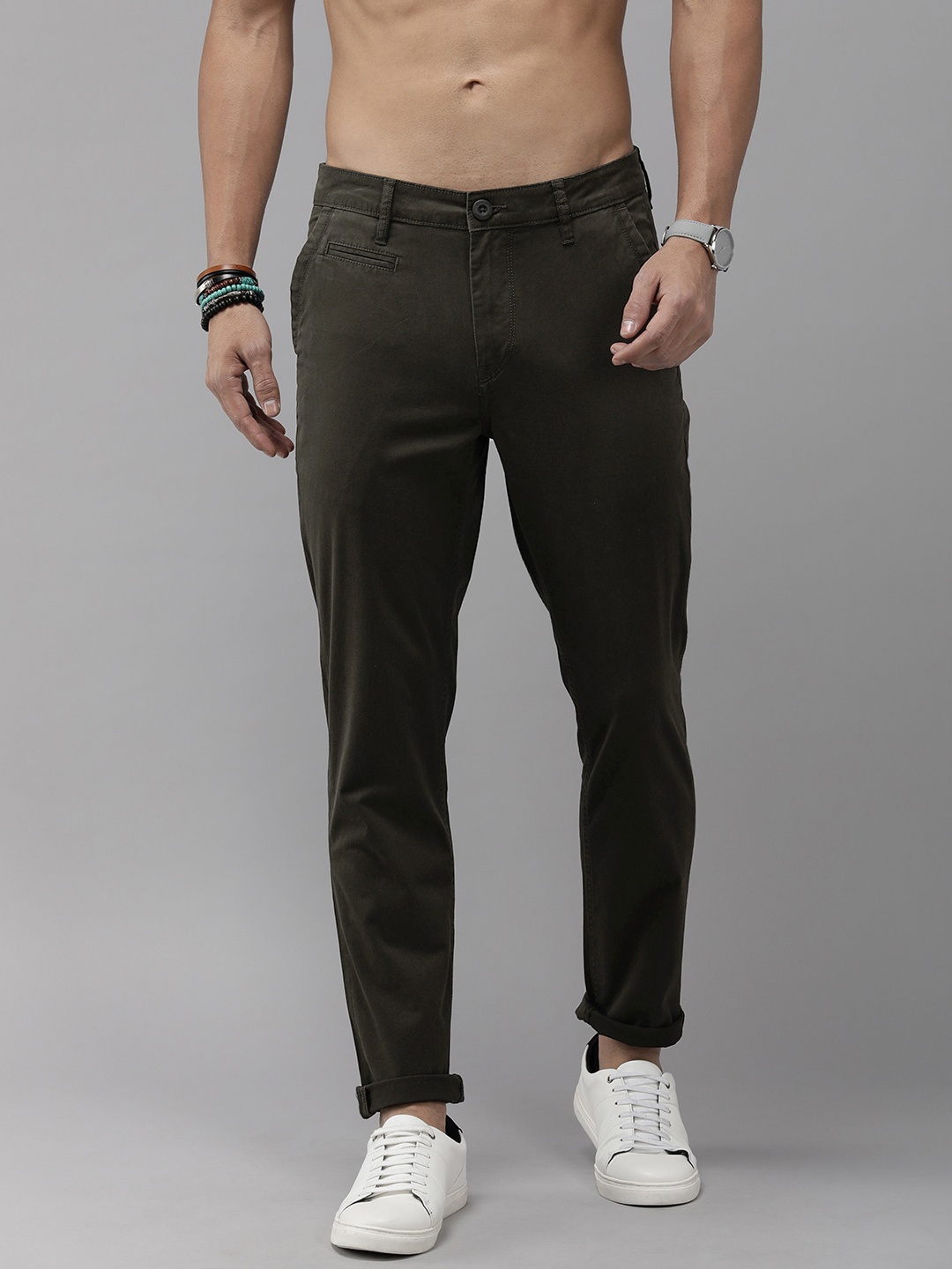 

The Roadster Life Co. Men Mid-Rise Chinos, Olive